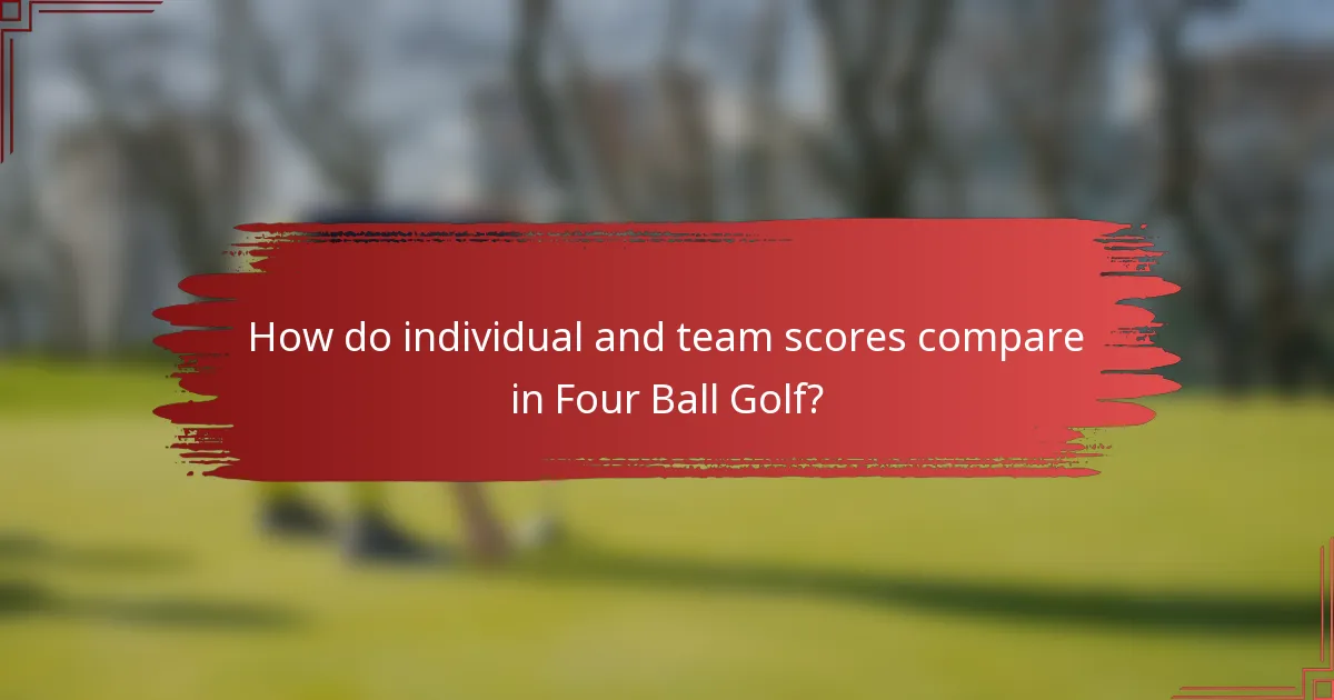 How do individual and team scores compare in Four Ball Golf?
