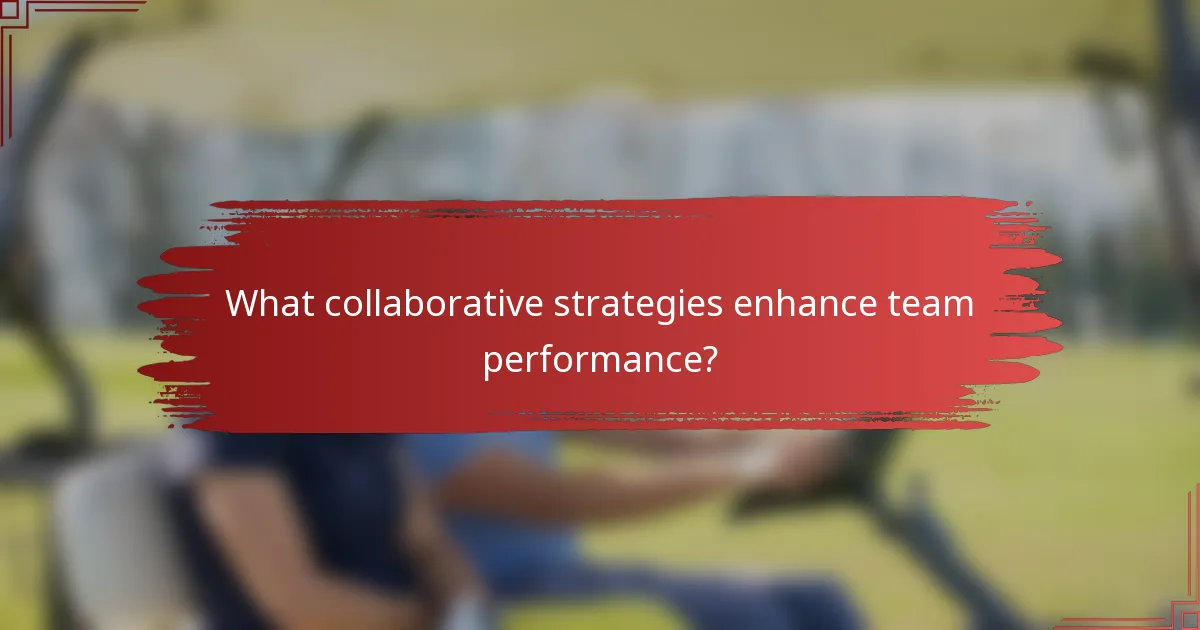What collaborative strategies enhance team performance?